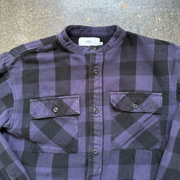 Azul By Moussy Size Medium Purple Button Up Heavy Shirt 100% Cotton - Picture 4 of 12